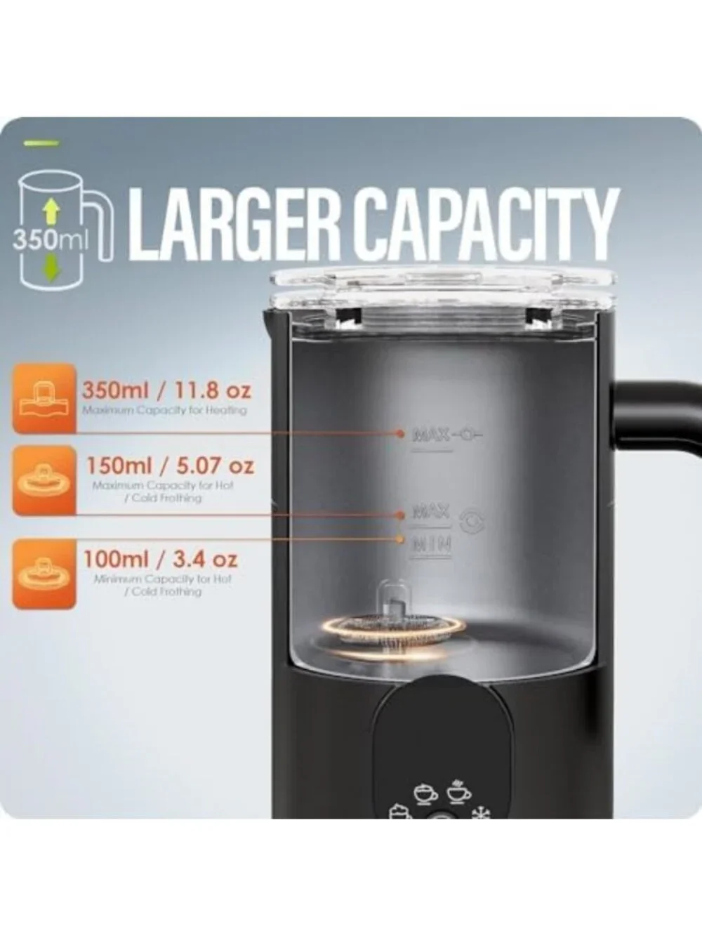 4-in-1 Milk Frother & Steamer - Automatic Foam Maker for Coffee, Latte